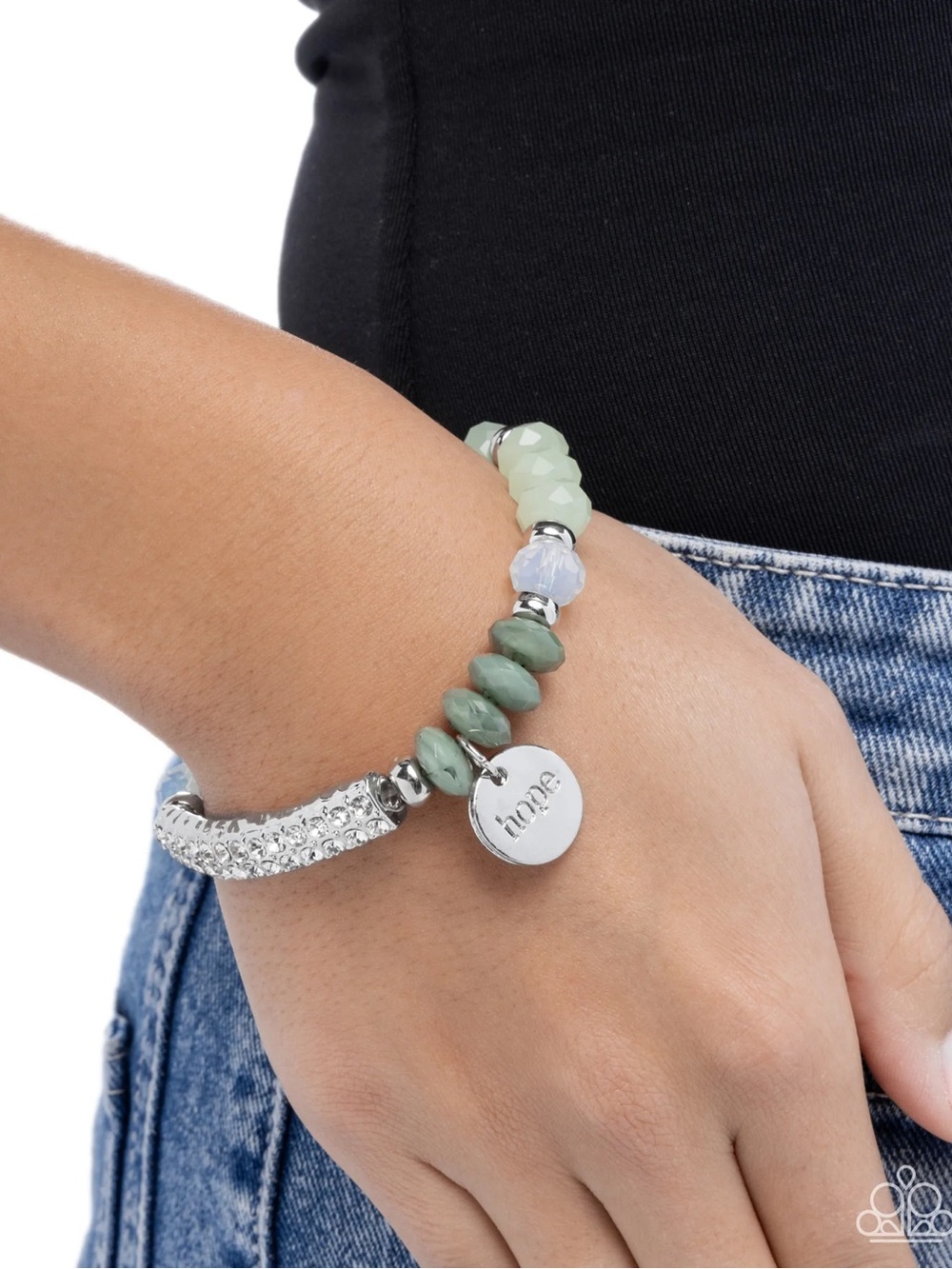 Paparazzi Handcrafted Hope Beaded Stretch Bracelet - Green